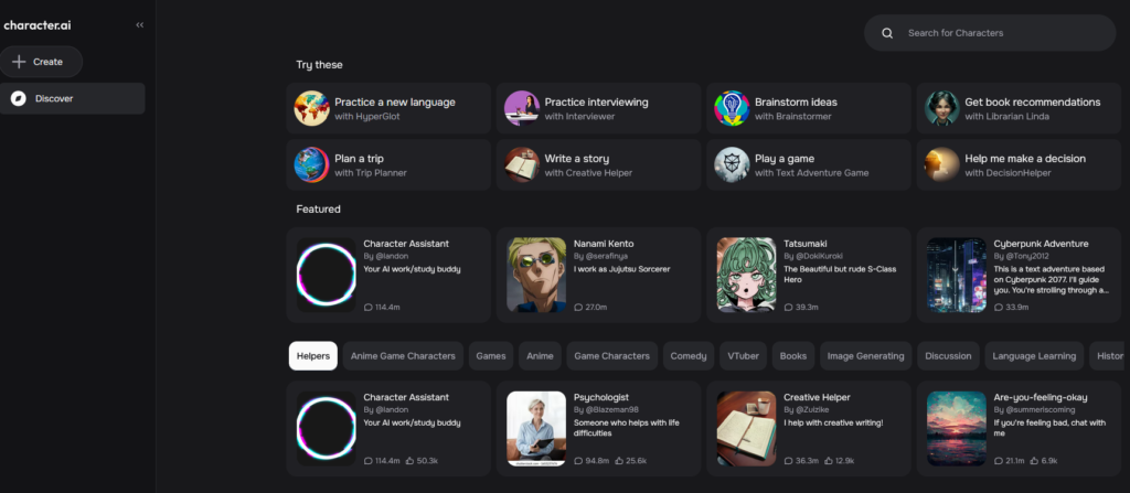 Character-AI-Home-Screen